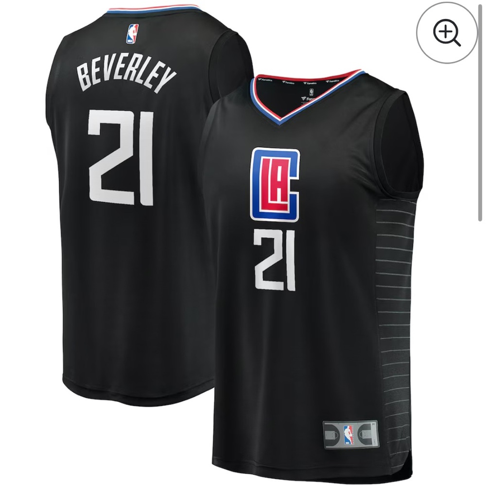 NWT Fanatic Black LA Clippers Basketball Jersey Beverly #21